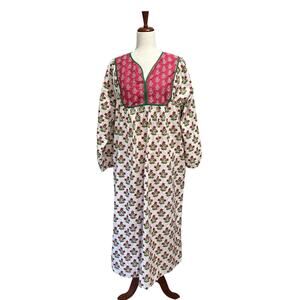 Print Fresh Size 1 Pretty in Poinsetta‎ Nightgown XXS XS Cotton Boho Robe Kaftan